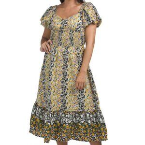 Floral Yellow and Black Maxi Dress